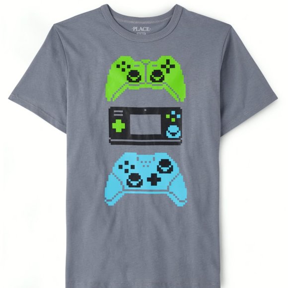 The Childrens Place Boy Video Gamer Graphic Tee-Short Sleeve-XXL(16)- Grey NWT - Picture 1 of 4